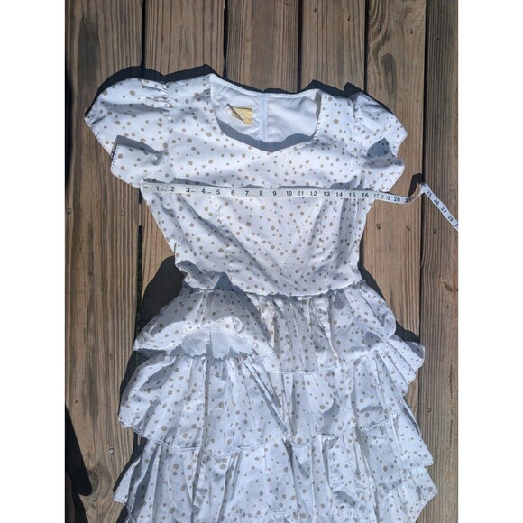 Vintage Square Dance Company Dress Tiered Polka Dot White Sweetheart Small - Picture 10 of 12